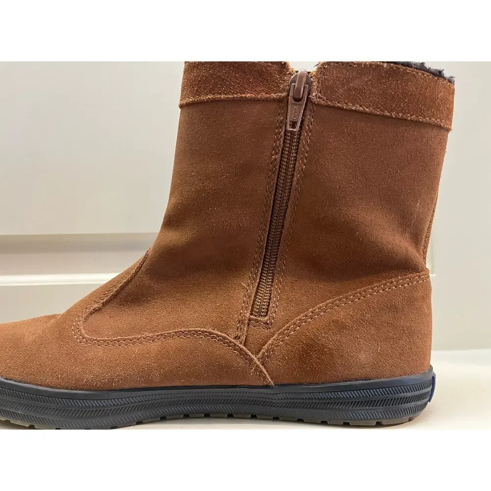 Keds Women's Brown Suede Leather Ankle Bootie 7.5 Fall Winter Casual Rubber Sole
